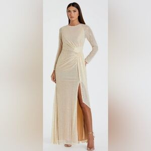 Mac Duggle 26715 Elegant Cream Long Sleeve Gown